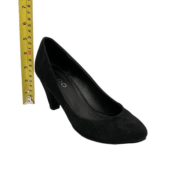 Aldo Black Pumps High Heels Closed Toe Suede Slip On Shoe Size 6 Almond Toe - Picture 9 of 9